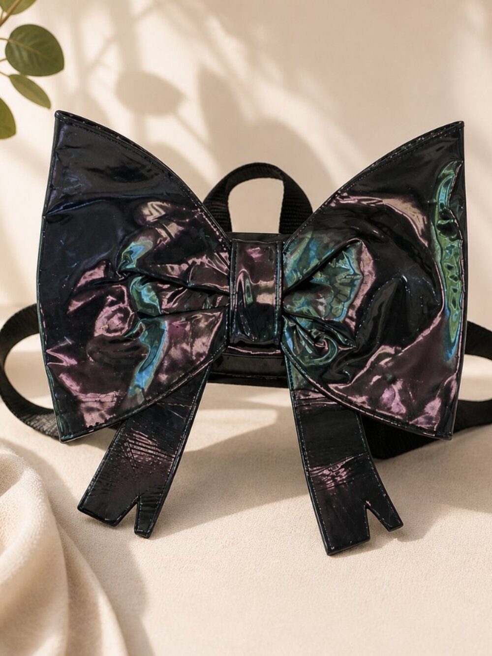 Fortnite Oversized Bow Backpack Black Patent Cosplay Kawaii Statement Bag
